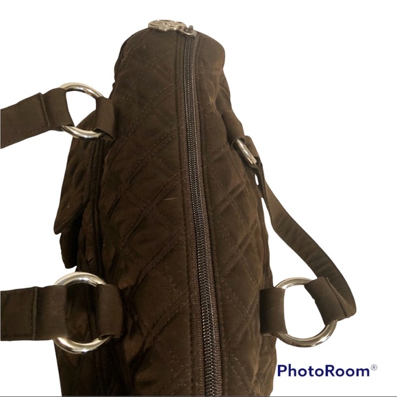 Vera Bradley Brown Quilted Barrel Purse 11" x 8" Double Handle Zip Top - Picture 5 of 9